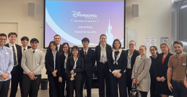Picture of Vatel Bordeaux students after a company meeting with Disneyland Paris staff.