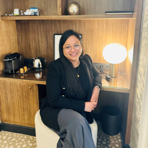 Picture of Christiana Benandrasana, General Housekeeper inside the Esprit Saint Germain Hotel.